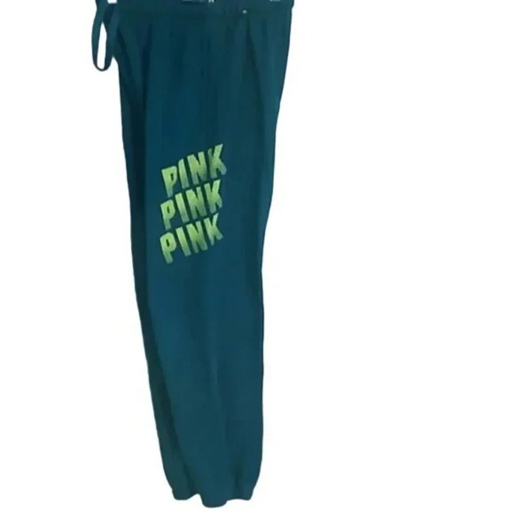 PINK Victoria's Secret Green Neon Logo Classic Fit Joggers - Picture 3 of 4